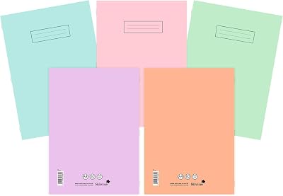Silvine A4 Exercise Books Assorted Pastel Colours Pack of 10 80 Pages 75gsm