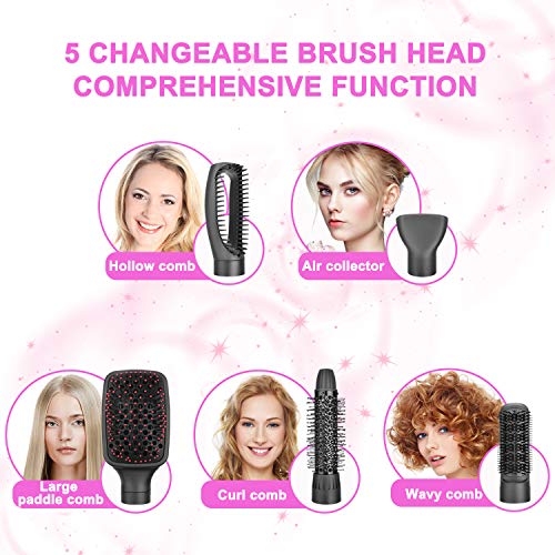 Hot Air Brush, Hair Dryer Brush, Hair Dryer Volumizer, 5 Changeable
