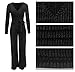 Sparkly Jumpsuits for Women Elegant Night Sexy Plus Size Long Sleeve Clubwear Party Casual Rompers Wide Leg Pants Silver