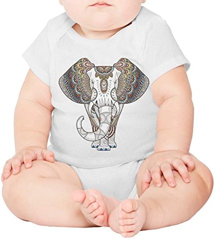 Trum Namii Unisex Baby Girl Onesie Datura Flower Elephant Short-Sleeve Organic Cotton Baby Girl Jumpsuit