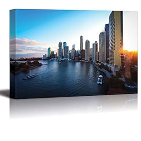 Canvas Prints Wall Art - Beautiful Scenery/Landscape Brisbane City | Modern Wall Decor/Home Decoration Stretched Gallery Canvas Wrap Giclee Print & Ready to Hang - 12" x 18"