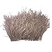 Lanshi Ostrich Feathers Trims Fringe with Satin Ribbon Tape for Dress Sewing Crafts Costumes Decoration Pack of 2 Yards (Light Gray)