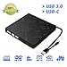 Auitee External CD DVD Drive,USB 3.0 Type C Dual Port Slim Portable External CD DVD Rewriter Burner Writer, High Speed Data Transfer External USB Optical Drives for Laptop/MacBook/Desktop