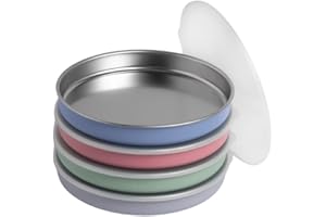 Elk and Friends 7.8” Stainless Steel Non Divided Plates with Silicone Sleeve + Storage Lid | Baby, Toddler, Kids | Dishwasher Safe | Dinner & Snack Plates | 4 Pack