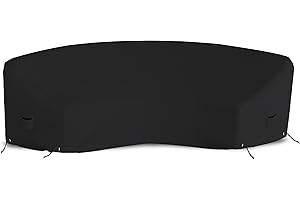 Covers & All Curved Outdoor Couch Cover, 12 Oz PVC Tear & UV Proof, Waterproof Outdoor Patio Furniture Set Cover with Air Pockets & Drawstrings (190" L x 36" W x 39" H x 128" FL, Black)
