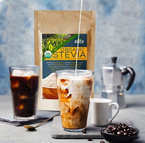 Easy Use Organic Stevia Powder 200g (7.05oz / 1600 Servings) All Natural Alternative Sweetener 12 x Sweeter than Processed Sugar USDA Certified No Artificial additives & fillers