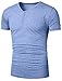 Mrignt Mens Short Sleeve V-Neck Slim Fit Henley t-shirt with Button (Sapphire,M )