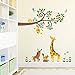 DECOWALL DW-1512N Scroll Branches and Animals Kids Wall Decals Wall Stickers Peel and Stick Removable Wall Stickers for Kids Nursery Bedroom Living Room