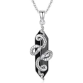 YEESIA Crystal Snake Necklace for Men and Women, 925 Sterling Silver, Snake Pendant with Healing Crystal, Animal Jewelry Gift for Wife Husband