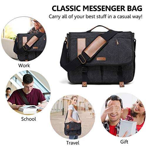Vonxury Mens Messenger Bag Vintage Canvas 15 inch Laptop Bag Large Satchel Bag