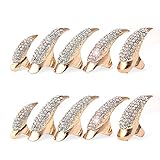 Danibos Punk Style Crystal Rhinestone Paved Paw Bend Fingertip Finger Claw Ring Set Fake False Nails Set (Golden,10PCS)