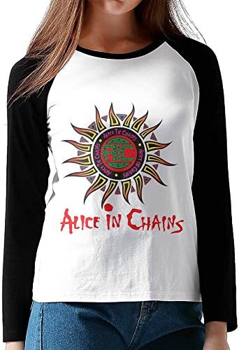 Alice In Chains Logo Girls Crew Neck Raglan Tshirt Black