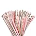 eBoot Paper Straws Drinking Decoration Straw for Birthday, Wedding, Christmas, Celebration Parties, 100 Pieces (Gold and Pink)