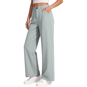 Girls Straight Leg School Uniform Pants Elastic Waist Trousers with Pocket | High Waist Casual Dressy, Relaxed Fit, Trendy Go
