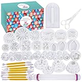 47 pcs Fondant Cutters Tools Sedhoom Catalina Fondant Molds Cake Decorating Supplies Tool Set with Rolling Pin Smoother Embosser Moulds