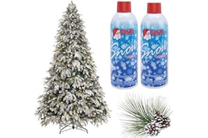 Prextex 2 Pack Fake Snow Spray for Christmas Tree - Quick-Dry Textured Christmas Tree Flocking Spray in 13oz Aerosol Bottles for Decorating and Crafts - Artificial Snow Flock for Windows and Mirrors