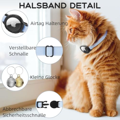 NozlaID Cat Tracker (iOS & Android) - Mini SmartTag Tracker for Cats Without Subscription - Waterproof Stretchy GPS Cat Dog Collar Locator (1 Pack)