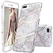 DOUJIAZ iPhone 7 Plus Case,iPhone 8 Plus Case, Gray Shiny Rose Gold Marble Design Clear Bumper TPU Soft Case Rubber Silicone Skin Cover for iPhone 7 Plus (2016) / iPhone 8 Plus (2017) ¡­