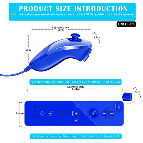 Maliralt Wii Remote Controller and Nunchuck for Nintendo Wii/Wii U, LP02 Wii Wireless Controller with Joystick Silicone Case and Wrist Strap Build-in Vibration Motor - Indigo (Third-Party Made)