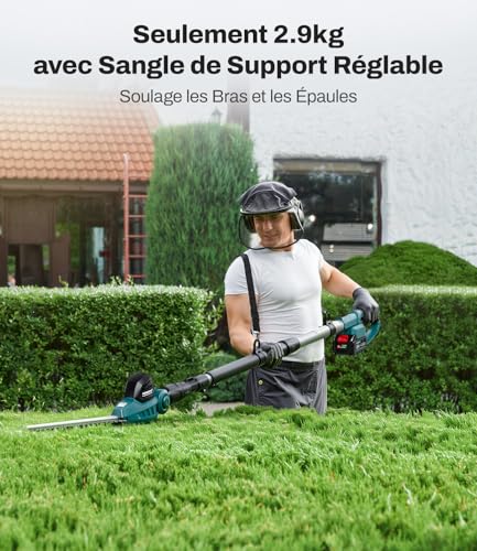 KIESBOHR CSL401 Telescopic Hedge Trimmer – Compatible with Makita 18V Batteries – Cutting Width 41 cm (16 mm) – 11 Adjustable Cutting Angles – Maximum Height 2.62 m (Battery Not Included)