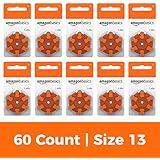AmazonBasics 1.45 Volt Hearing Aid Batteries - Pack of 60, Size 13