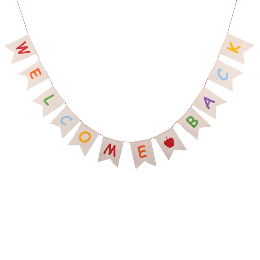 BESTOYARD Long Beautiful Welcome Back Bunting Banner First Day of School Banner for Back to School, Home Party Supplies