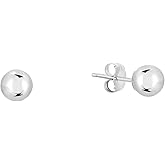 14k White Gold Ball Stud Earrings with Gold Butterfly Pushback