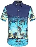 SSLR Men's Printed Short Sleeve Casual Holidays Aloha Hawaiian Shirt (XX-Large, Blue)