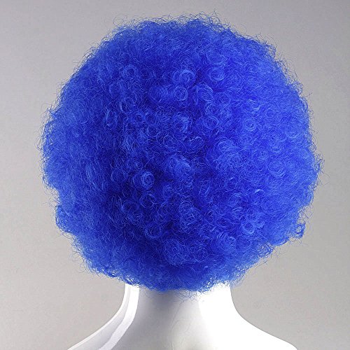 Amscan Curly Afro Wig (1 Piece), Blue, 11 x 8"