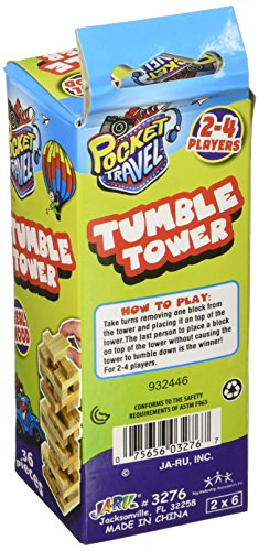 Real Wood Mini Tumble Tower Classic Game, Travel Size 4 Inch