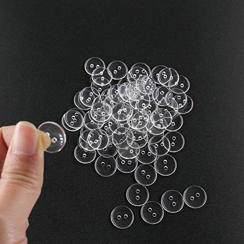 15mm (5/8'') Round Resin Sewing Buttons for Craft Clear Color Pack of 200 Pcs Leekayer - Thumbnail 3