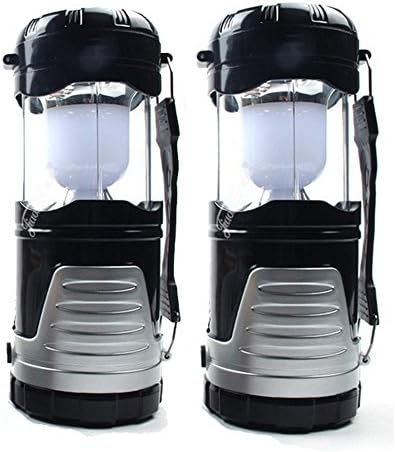 Multill Portable Outdoor Chargeable LED Camping Lantern Lamp Solar Power 2 Pack Black