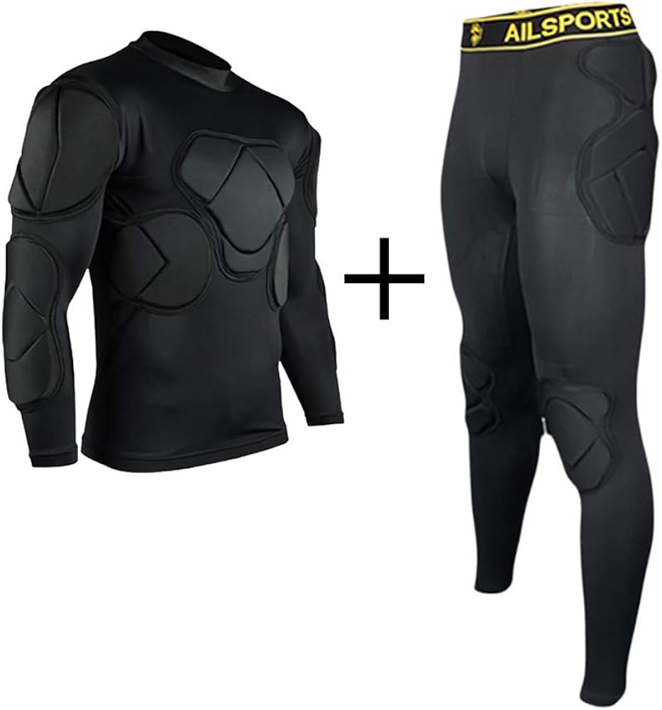 TOPWISE Body Safe Guard Padded Compression Shirts, Long Sleeve Shoulder Rib Chest Protector Suit for Football Basketball Paintball Rugby Parkour Extreme Exercise : Sports & Outdoors