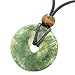 BestAmulets Amulet Magic Large Coin Shaped Donut Positive Powers Green Moss Agate Healing Lucky Charm Necklace