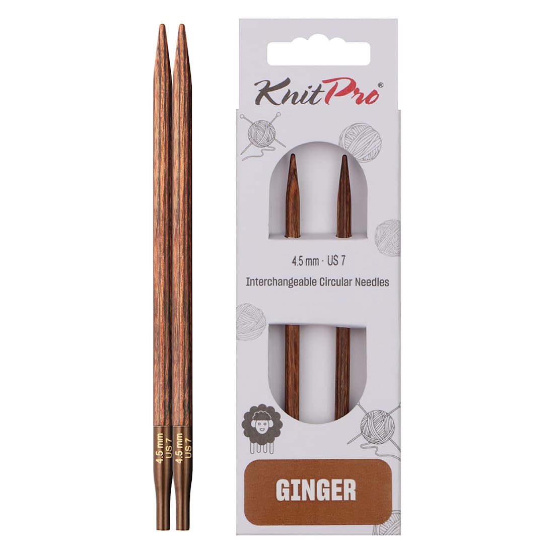 KnitPro Ginger Interchangeable Circular Needles 5" (13cm) | 4.50mm