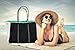 QOGiR Neoprene Multipurpose Beach Bag Tote with Inner Zipper Pocket and Movable Board (Black, Large)