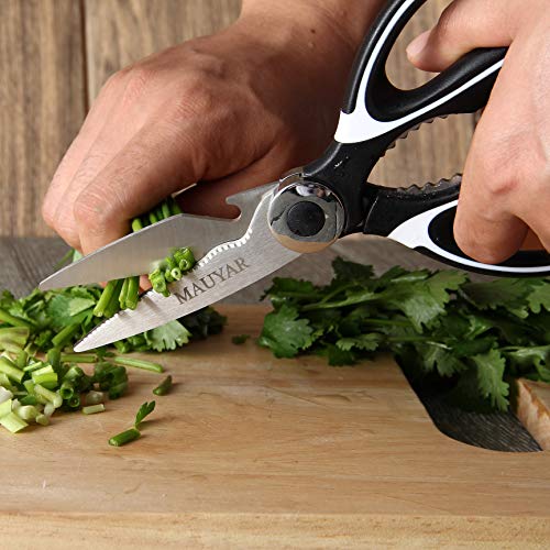 Kitchen Shears, Ultra Sharp Premium Heavy Duty Shears for Kitchen with Stainless Steel Blade and Multi Purpose Scissors for Chicken, Poultry, Fish, Meat, Vegetables, Herbs and BBQ by MAUYAR