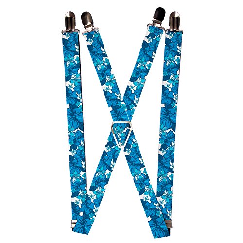 Blue Flowers Floral Pattern Collage Suspenders