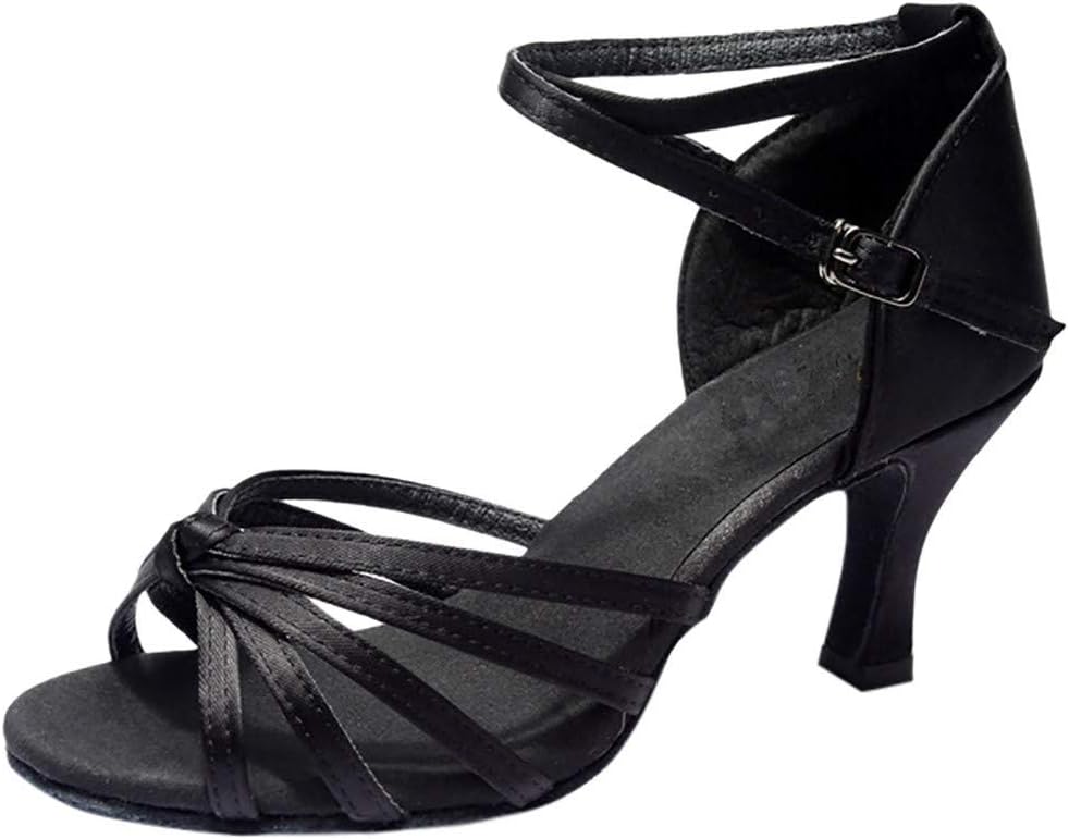 MOIKA Women's Dance Shoes, Girl Latin Party Shoes Med-Heels PU-Professional Satin Shoes Party Tango Salsa Party Shoes Ballroom Latin Shoes