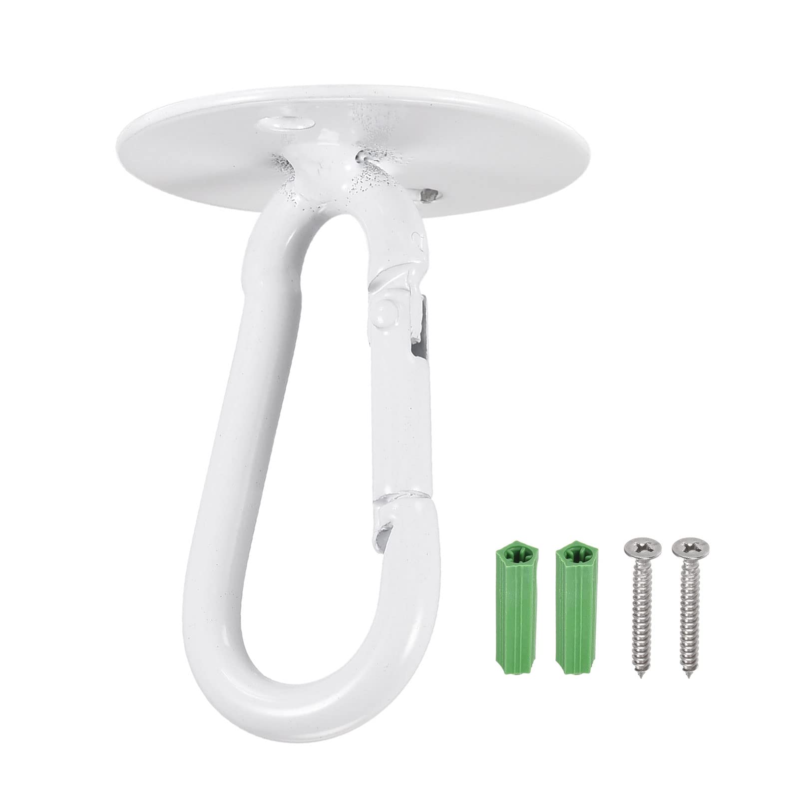 YOKIVE 3 Pcs Ceiling Hanging Hook, Pad Eye Snap Hook with Round Plate Hanging Plants, Great for Office, Home, Daily Use (White, 1.6x2.1-Inch)