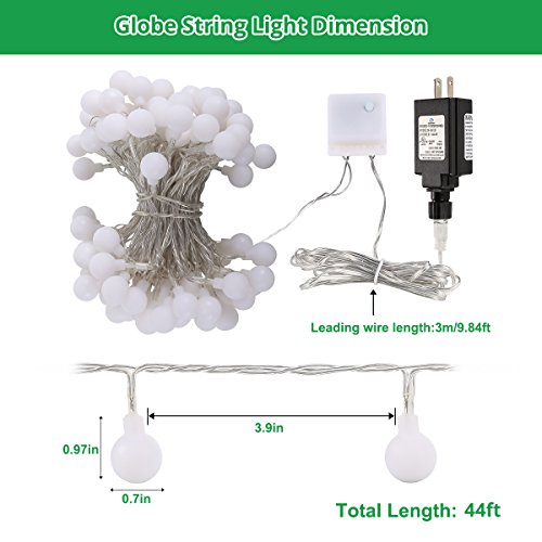 Globe String Lights, 100 LED Decorative String Lights Outdoor, Plug in