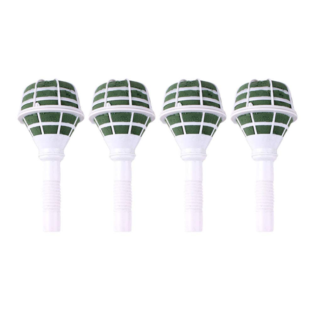SEWACC 4pcs Foam Floral Handle Bouquet Holders Bridal Wedding Bouquet Holder Decoration Flower Foam Handle (green Mud and White Cover)