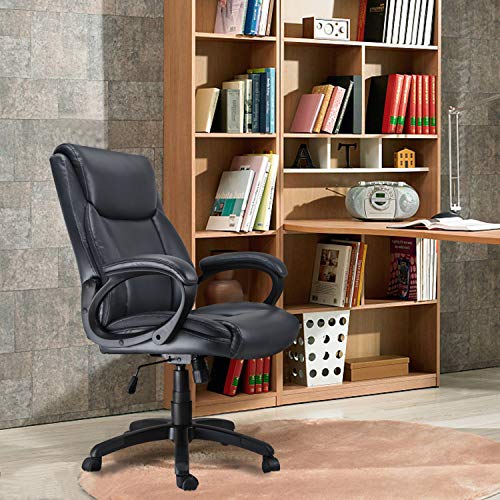Mysuntown Executive Office Chair, Bonded PU Leather Swivel Chair for Big and Tall Users, Ergonomic High Back with Lumbar Support
