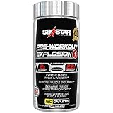 Six Star Explosion Pre Workout Pills with L-Arginine, Nitric Oxide, Beta Alanine, and Energy, 120 Count