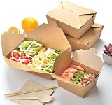 HOT BARGAINS 50 X Kraft Deli Food Boxes 750ml Leak Proof Biodegradable view 3