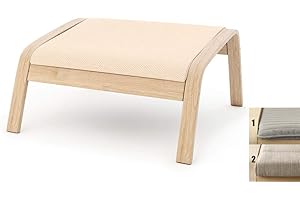 Vepping Lude Multi Colored Armchair Replacement Cover, Fits IKEA Poäng Armchair, Cushion not Included(Footstool Design 1, Cotton - Beige)