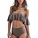 Women's Off Shoulder Swimsuit Two Pieces Swimsuit Crop Ruffled High Waist Bikini