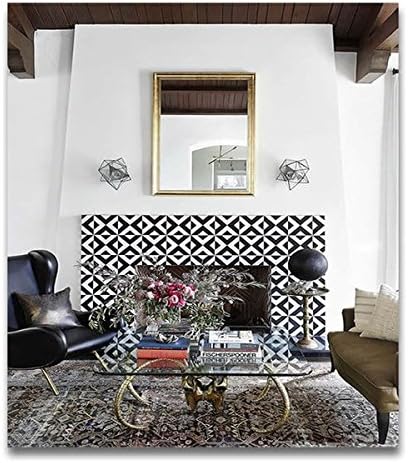 Jadida White and Black Handmade Cement and Granite Moroccan Tile, 8-inch x 8-inch Floor/ Wall Tiles (Pack of 12)