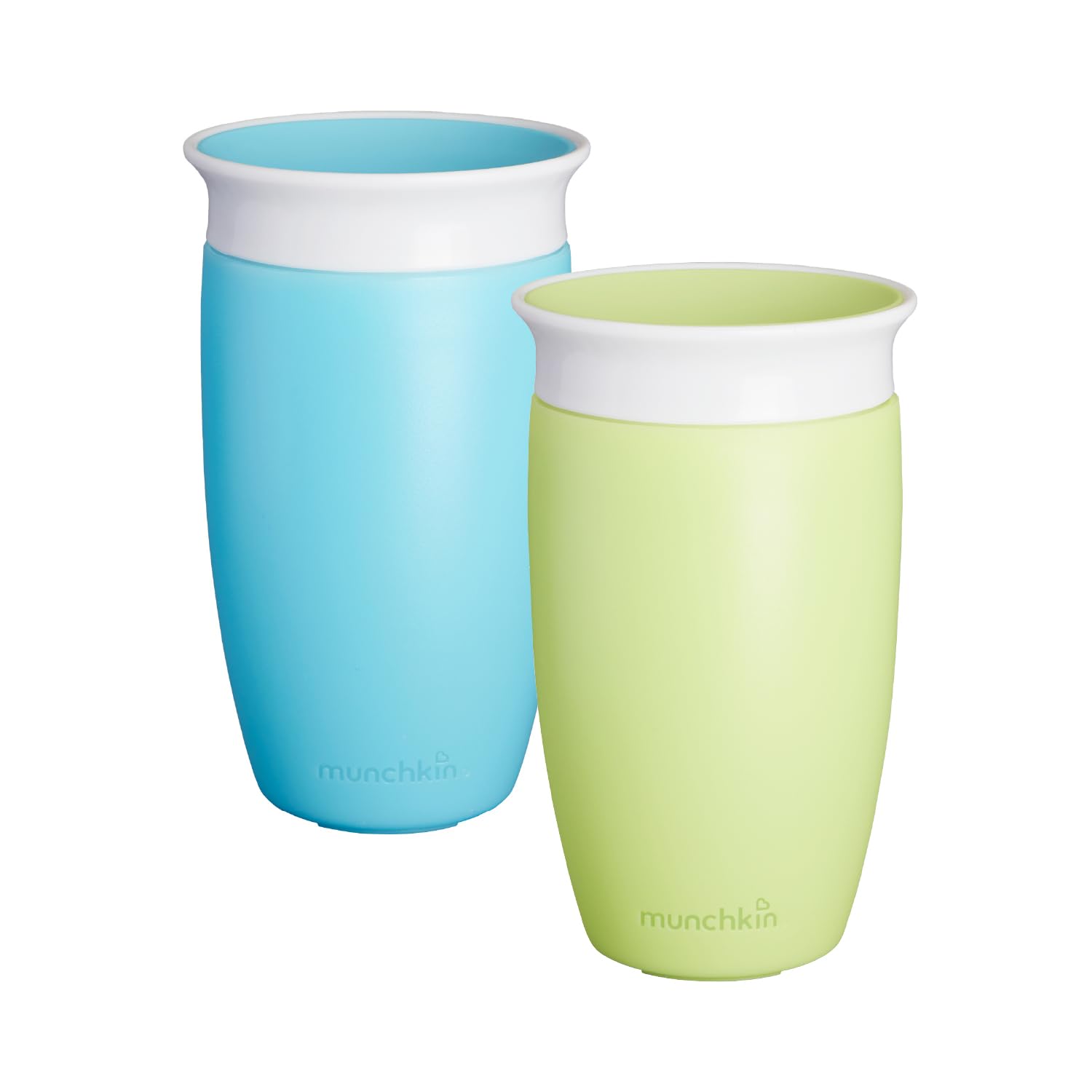 Munchkin Miracle 360 Sippy Cup| Toddler Cup| BPA Free Baby & Toddler Cups| Non Spill Dishwasher Safe Leakproof | 12+ Months - 10oz/296ml| 2 Pack| Blue/Green