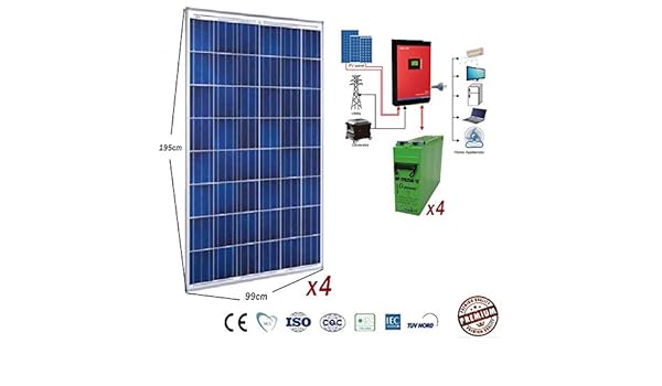 Kit Solar 24v 1200w Hora Inversor 3000va MPPT 60A Bateria AGM TFS ...
